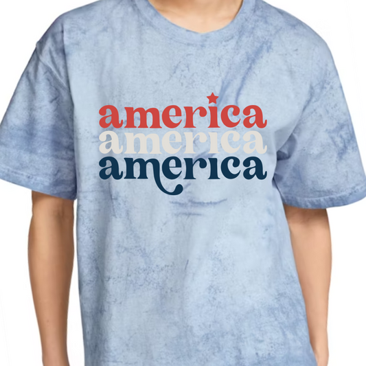 Patriotic Pre-Order Stacked America Color Blast